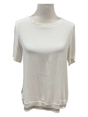 Lorena Antoniazzi White Silk Blend Short Sleeved Top EU 42